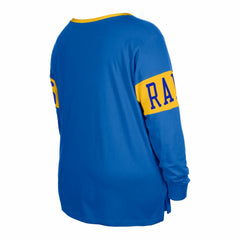NFL Los Angeles Rams Women's Plus Size Lace-Up Notch Neck Long Sleeve T-Shirt