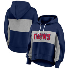 Minnesota Twins Women's Filled Stat Sheet Pullover Hoodie - Navy