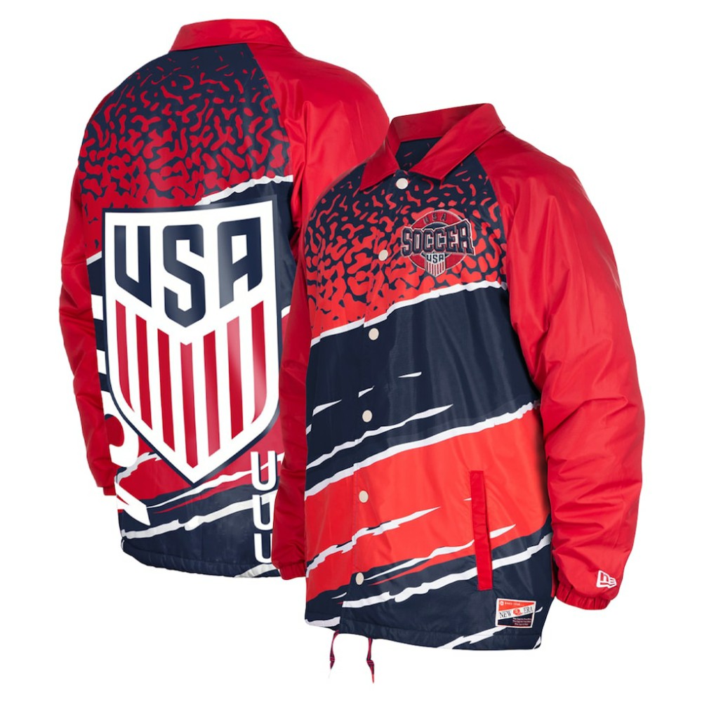USMNT 5th & Ocean by New Era Throwback Coaches Raglan Full-Snap Jacket / Soccer New