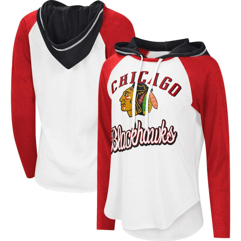 Chicago Blackhawks G-III 4Her by Carl Banks Women's MVP Raglan Lightweight Hooded T-Shirt