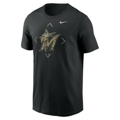 Miami Marlins Camo Logo T-Shirt - Black | Nike
