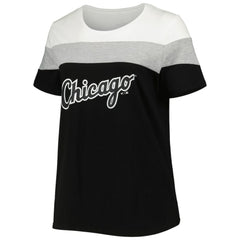 Chicago White Sox Women's Plus Size Colorblock T-Shirt - Black/Heather Gray