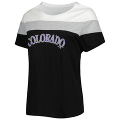 Colorado Rockies Women's Plus Size Colorblock T-Shirt - White/Black