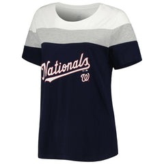 Washington Nationals Women's Plus Size Colorblock T-Shirt - Navy/Heather Gray