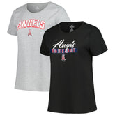 Los Angeles Angels Profile Women's Plus Size T-Shirt Combo Pack - Black/Heather Gray