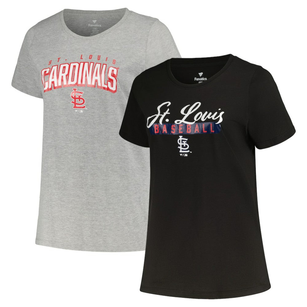 St. Louis Cardinals Profile Women's Plus Size T-Shirt Combo Pack - Black/Heather Gray