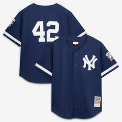 Mariano Rivera New York Yankees Mitchell & Ness Cooperstown Collection Mesh Batting Practice Button-Up Jersey - Navy | New Era