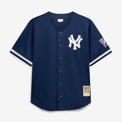 Derek Jeter New York Yankees Cooperstown Collection Mesh Batting Practice Button-Up Jersey - Navy | Mitchell & Ness