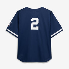 Derek Jeter New York Yankees Cooperstown Collection Mesh Batting Practice Button-Up Jersey - Navy | Mitchell & Ness