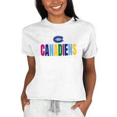 Montreal Canadiens Concepts Sport Women's Tri-Blend Mainstream Terry Short Sleeve Sweatshirt Top