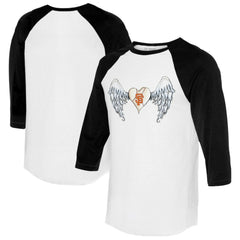 San Francisco Giants Tiny Turnip Women's Angel Wings 3/4-Sleeve Raglan T-Shirt - White/Black