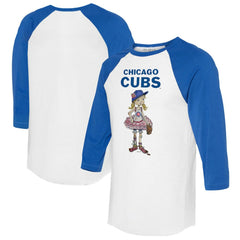 Chicago Cubs Tiny Turnip Women's Babes 3/4-Sleeve Raglan T-Shirt - White/Royal