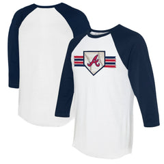 Atlanta Braves Tiny Turnip Women's Base Stripe 3/4-Sleeve Raglan T-Shirt - White/Navy