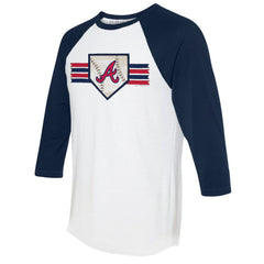 Atlanta Braves Tiny Turnip Women's Base Stripe 3/4-Sleeve Raglan T-Shirt - White/Navy