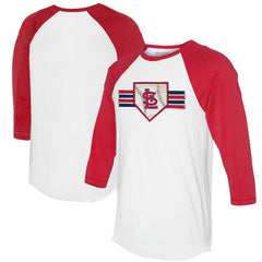 St. Louis Cardinals Tiny Turnip Women's Base Stripe 3/4-Sleeve Raglan T-Shirt - White/Red