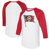 Cincinnati Reds Tiny Turnip Women's Baseball Flag 3/4-Sleeve Raglan T-Shirt - White/Red