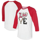 Cincinnati Reds Tiny Turnip Women's Baseball Love Raglan 3/4-Sleeve T-Shirt - White/Red