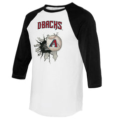 Arizona Diamondbacks Tiny Turnip Women's Baseball Tear 3/4-Sleeve Raglan T-Shirt - White/Black