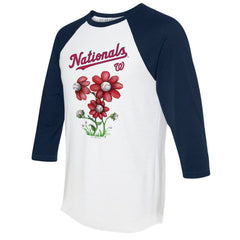 Washington Nationals Tiny Turnip Women's Blooming Baseballs 3/4-Sleeve Raglan T-Shirt - White/Navy