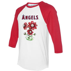 Los Angeles Angels Tiny Turnip Women's Blooming Baseballs 3/4-Sleeve Raglan T-Shirt - White/Red