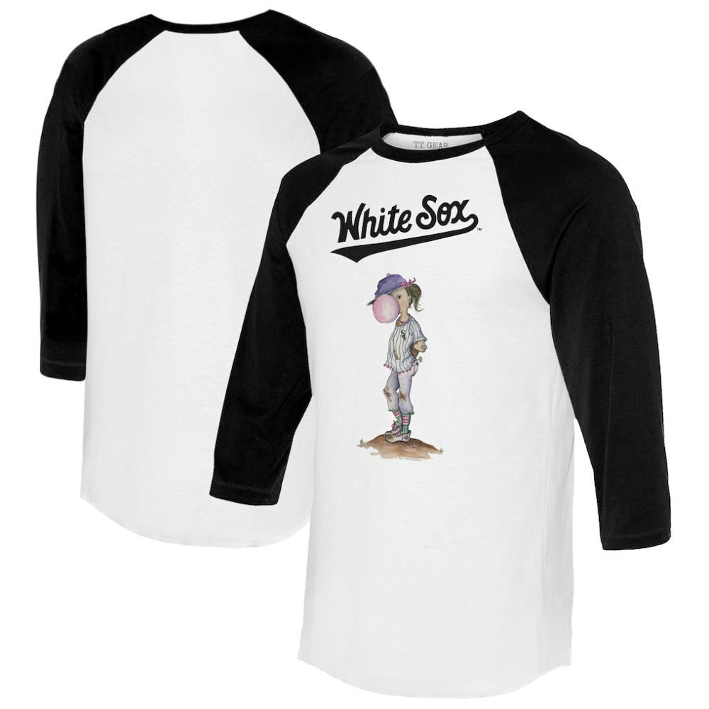 Chicago White Sox Tiny Turnip Women's Bubbles 3/4-Sleeve Raglan T-Shirt - White/Black