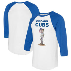 Chicago Cubs Tiny Turnip Women's Bubbles 3/4-Sleeve Raglan T-Shirt - White/Royal