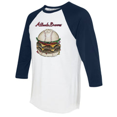 Atlanta Braves Tiny Turnip Women's Burger 3/4-Sleeve Raglan T-Shirt - White/Navy