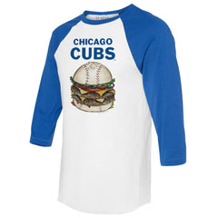Chicago Cubs Tiny Turnip Women's Burger 3/4-Sleeve Raglan T-Shirt - White/Royal