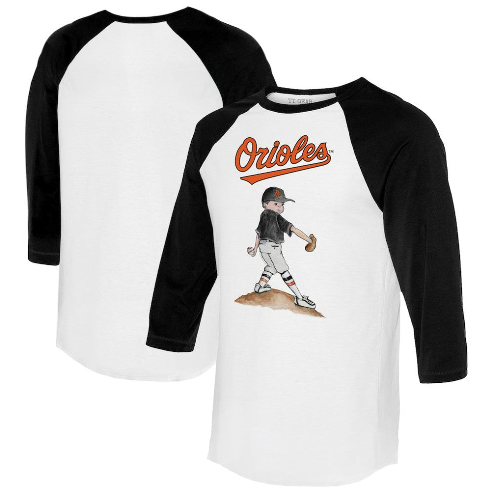 Baltimore Orioles Tiny Turnip Women's Clemente 3/4-Sleeve Raglan T-Shirt - White/Black