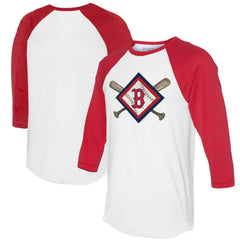 Boston Red Sox Tiny Turnip Women's Diamond Cross Bats 3/4-Sleeve Raglan T-Shirt - White/Red