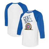 Chicago Cubs Tiny Turnip Women's Dirt Ball 3/4-Sleeve Raglan T-Shirt - White/Royal