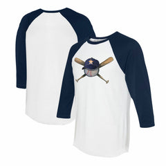 Houston Astros Tiny Turnip Women's Hat Crossbats 3/4-Sleeve Raglan T-Shirt - White/Navy
