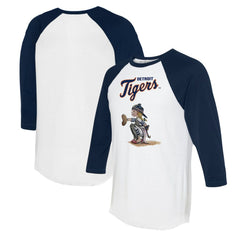 Detroit Tigers Tiny Turnip Women's Kate 3/4-Sleeve Raglan T-Shirt - White/Navy
