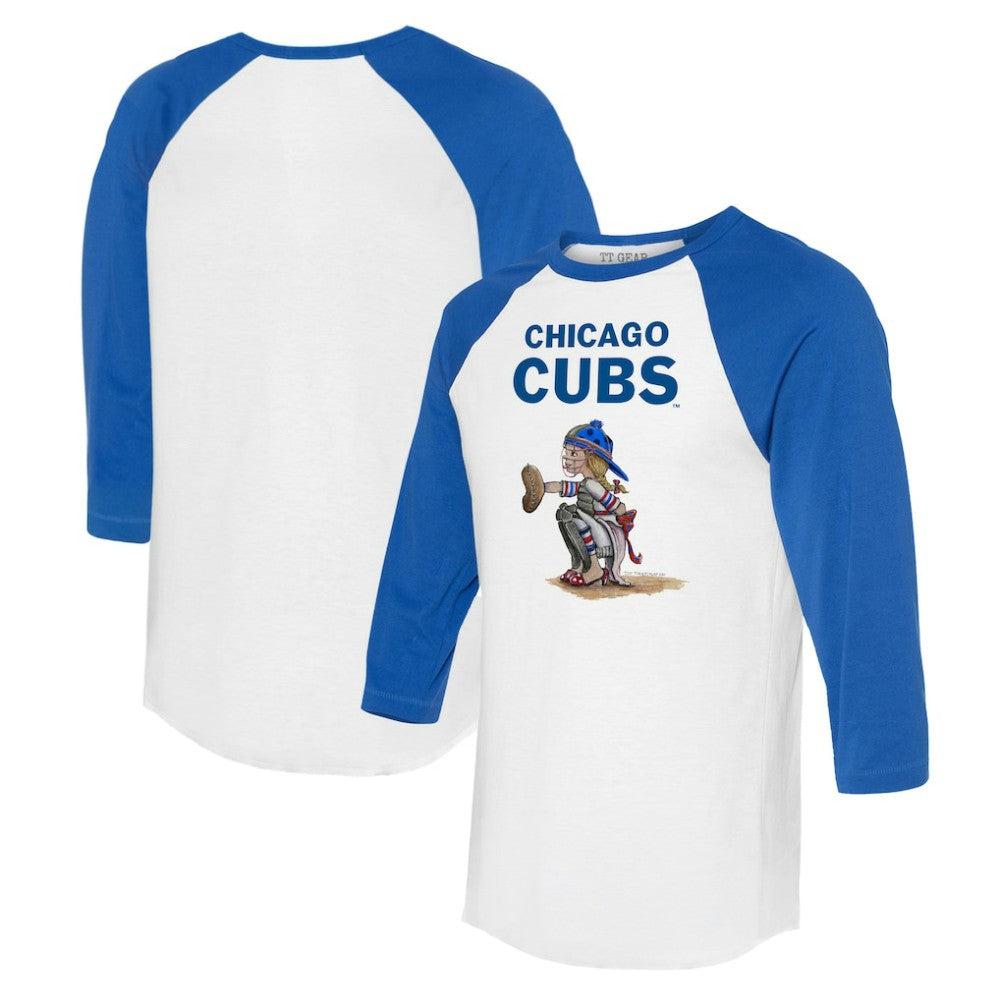 Chicago Cubs Tiny Turnip Women's Kate 3/4-Sleeve Raglan T-Shirt - White/Royal