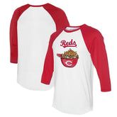 Cincinnati Reds Tiny Turnip Women's Nacho Helmet 3/4-Sleeve Raglan T-Shirt - White/Red