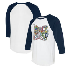 Minnesota Twins Tiny Turnip Women's Peace Love Baseball 3/4-Sleeve Raglan T-Shirt - White/Navy