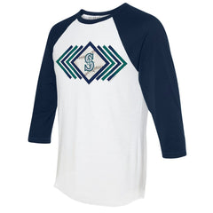 Seattle Mariners Tiny Turnip Women's Prism Arrows 3/4-Sleeve Raglan T-Shirt - White