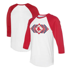 Boston Red Sox Tiny Turnip Women's Prism Arrows 3/4-Sleeve Raglan T-Shirt - White