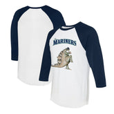 Seattle Mariners Tiny Turnip Unisex Stega 3/4-Sleeve Raglan T-Shirt - White/Navy