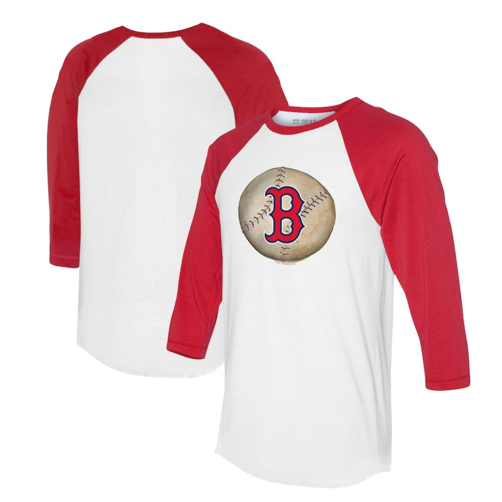 Boston Red Sox Tiny Turnip Unisex Stitched Baseball 3/4-Sleeve Raglan T-Shirt - White/Red