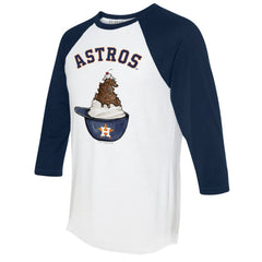 Houston Astros Tiny Turnip Unisex Sundae Helmet 3/4-Sleeve Raglan T-Shirt - White/Navy