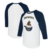 Milwaukee Brewers Tiny Turnip Unisex Sundae Helmet 3/4-Sleeve Raglan T-Shirt - White/Navy