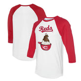 Cincinnati Reds Tiny Turnip Unisex Sundae Helmet 3/4-Sleeve Raglan T-Shirt - White/Red