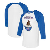 Texas Rangers Tiny Turnip Unisex Sundae Helmet 3/4-Sleeve Raglan T-Shirt - White/Royal