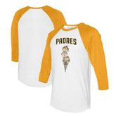 San Diego Padres Tiny Turnip Unisex Triple Scoop 3/4-Sleeve Raglan T-Shirt - White/Gold