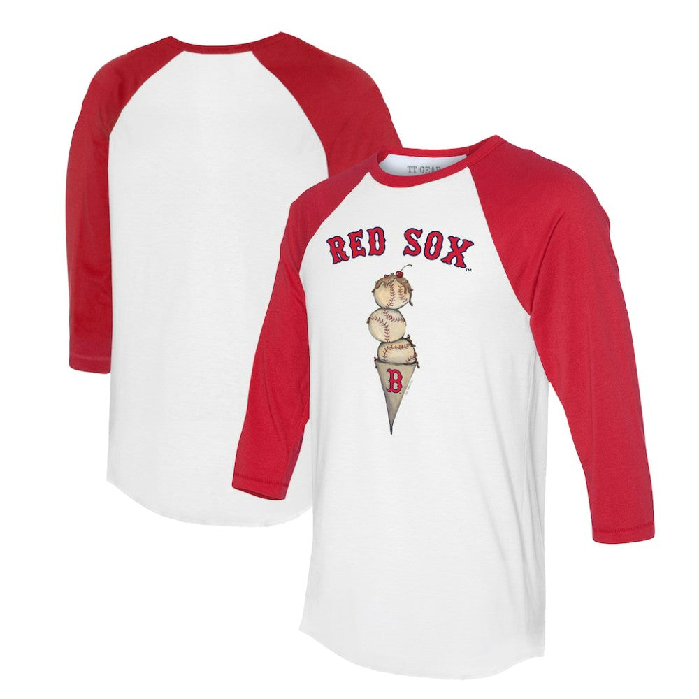 Boston Red Sox Tiny Turnip Unisex Triple Scoop 3/4-Sleeve Raglan T-Shirt - White/Red