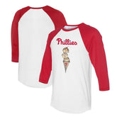 Philadelphia Phillies Tiny Turnip Unisex Triple Scoop 3/4-Sleeve Raglan T-Shirt - White/Red