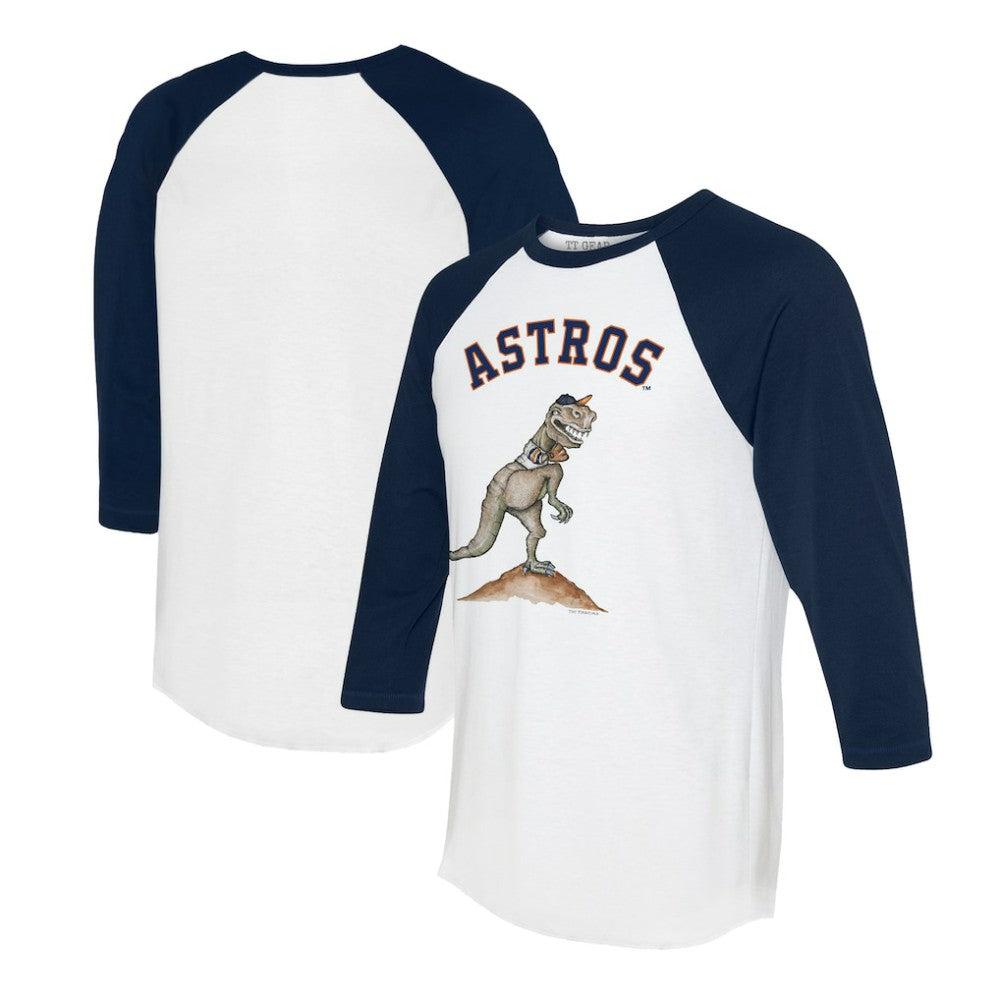 Houston Astros Tiny Turnip Unisex TT Rex 3/4-Sleeve Raglan T-Shirt - White/Navy