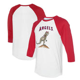 Los Angeles Angels Tiny Turnip Unisex TT Rex 3/4-Sleeve Raglan T-Shirt - White/Red