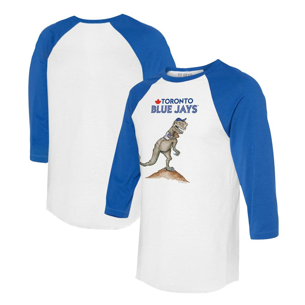 Toronto Blue Jays Tiny Turnip Unisex TT Rex 3/4-Sleeve Raglan T-Shirt - White/Royal